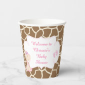 Schattige Roze Giraffe Baby shower Papieren Bekers (Voorkant)
