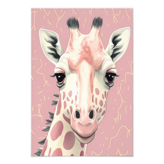 Schattige Roze Giraffe Foto Afdruk (Voorkant)