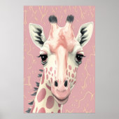 Schattige Roze Giraffe Poster (Voorkant)