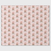 Schattige roze gnoom kerst cadeaupapier (Vlak)