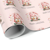 Schattige roze gnoom kerst cadeaupapier (Rol Hoek)
