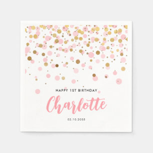 Schattige Roze Goud Glitter Confetti Stippen Kinde Servet