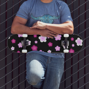 Schattige roze gradiënt daisy flower pattern skateboard