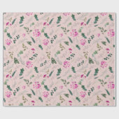 Schattige Roze Greenery Patroon Gift Cadeaupapier (Vlak)