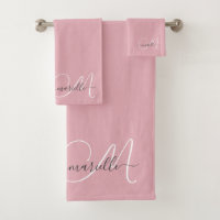 Schattige roze grijs monogram scriptnaam elegant