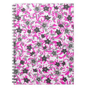 Schattige roze grijze witte abstracte bloemen notitieboek