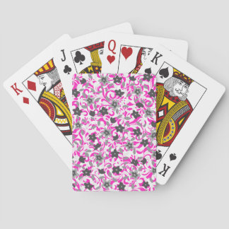 Schattige roze grijze witte abstracte bloemen pokerkaarten