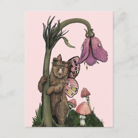 Schattige Roze Grizzlybeerfee in het Bos Briefkaart (Voorkant)
