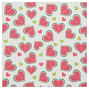 Schattige Roze Groene Watermeloen Harten Girly Pat Stof