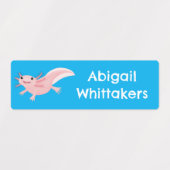 Schattige roze Happy Axolotl gepersonaliseerd Labels (Design 1)