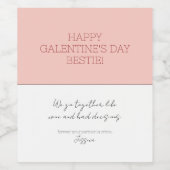 Schattige roze Happy Galentine's Day Partner in Cr Wijn Etiket (Enkel label)