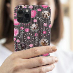 Schattige Roze Hart en Bloem Hond Mama Fotocollage Case-Mate iPhone 14 Hoesje