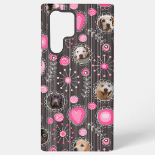 Schattige Roze Hart en Bloem Hond Mama Fotocollage Samsung Galaxy Hoesje