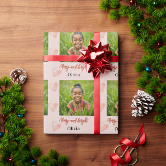 Schattige Roze Hart Handgeschilderd Vakantie Cadeaupapier