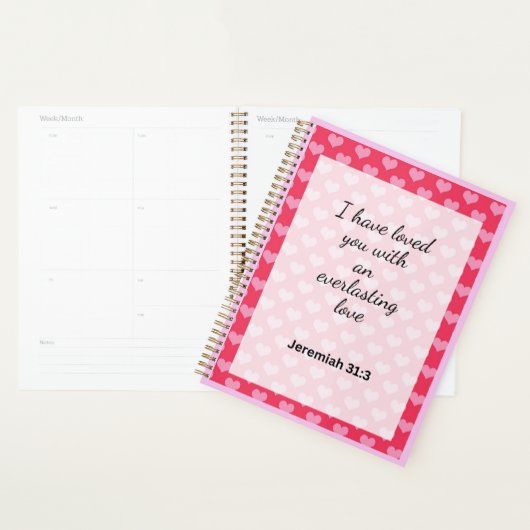 Schattige roze harten achtergrond Christelijk Planner (Display)