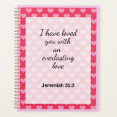 Schattige roze harten achtergrond Christelijk Planner (Voorkant)