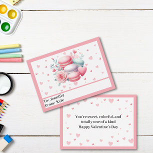 Schattige Roze Harten en Macaron Mini Valentijnsda Notitiekaartje