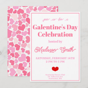 Schattige Roze Harten Galentine's Day Celebration Kaart