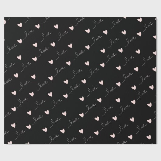 Schattige roze harten & liefde script Valentijnsda Cadeaupapier (Vlak)