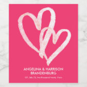 Schattige roze harten Valentijns  Koppels Wijn Etiket (Enkel label)