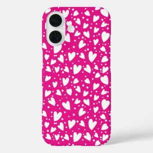 Schattige roze hartjes naadloos patroon iPhone 16 hoesje