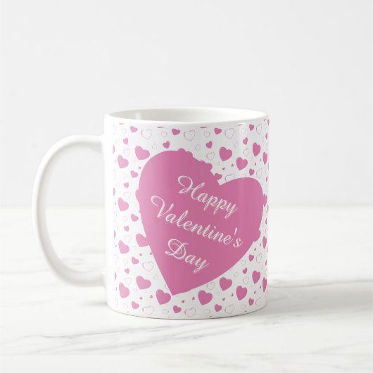 Schattige roze hartjes romantisch patroon koffiemok (Links)