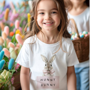 Schattige roze Hunny Bunny Kinder Pasen T-shirt