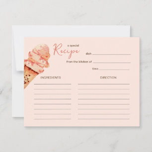 Schattige roze ijsfeest receptkaart notitiekaartje