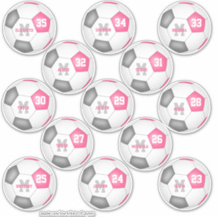 schattige roze individuele voetballers sticker