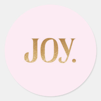 Schattige roze "Joy" Faux Gold Glitter Ronde Sticker