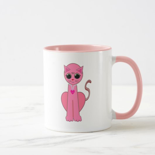 Schattige roze kat mok (Rechts)