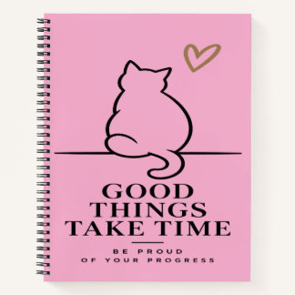 Schattige Roze Kat Motivatie & Mentaliteit Student Notitieboek