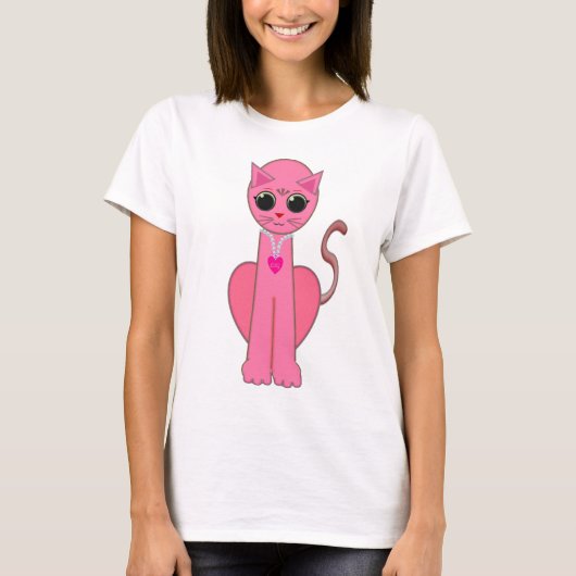Schattige roze kat t-shirt (Voorkant)