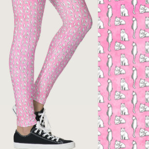 Schattige Roze Katten Fantasievol Patroon Leggings