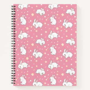 Schattige Roze Kawaii Konijn Doodle Notitieboek