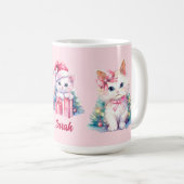 Schattige Roze Kerst Kittens Custom Koffiemok (Voorkant rechts)