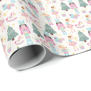 Schattige Roze Kerst Notenkraker Ballet Cadeaupapier