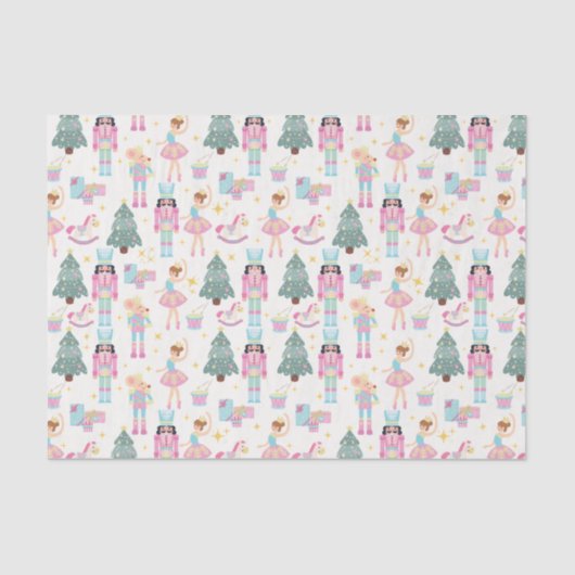 Schattige Roze Kerst Notenkraker Ballet Tissuepapier (Voorkant)