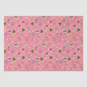 Schattige roze kerstflamingo en ananaspatroon tissuepapier