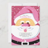 Schattige roze kerstkerstfeest kaart (Voorkant)