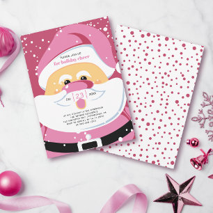 Schattige roze kerstkerstfeest kaart
