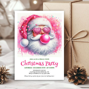 Schattige roze kerstman kauwgom waterverf Kerst ui Kaart