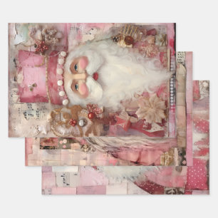 Schattige  Roze Kerstmis Kerstman Thema Mix Inpakpapier Vel