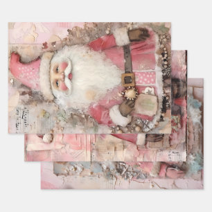 Schattige  Roze Kerstmis Kerstman Thema Mix Inpakpapier Vel