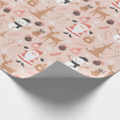 Schattige roze kerstpatroon met kerstman cadeaupapier (Hoek)