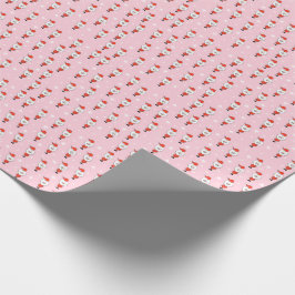 Schattige roze kerstpatroon met kerstman cadeaupapier