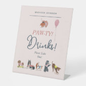 Schattige Roze Kinderen Verjaardagsfeestje Honden Reclamebord Met Voetstuk (Voorkant)