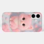 Schattige Roze Kitten met Fluffy Pom-Poms Case-Mate iPhone Case (Achterkant (horizontaal))
