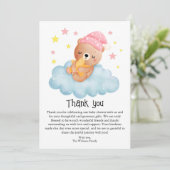 Schattige Roze Klein Beer Baby shower Bedankkaart (Staand voorkant)