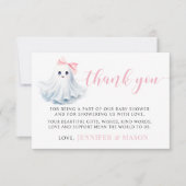 Schattige Roze Kleine Boo Baby shower Dank u kaart (Voorkant)